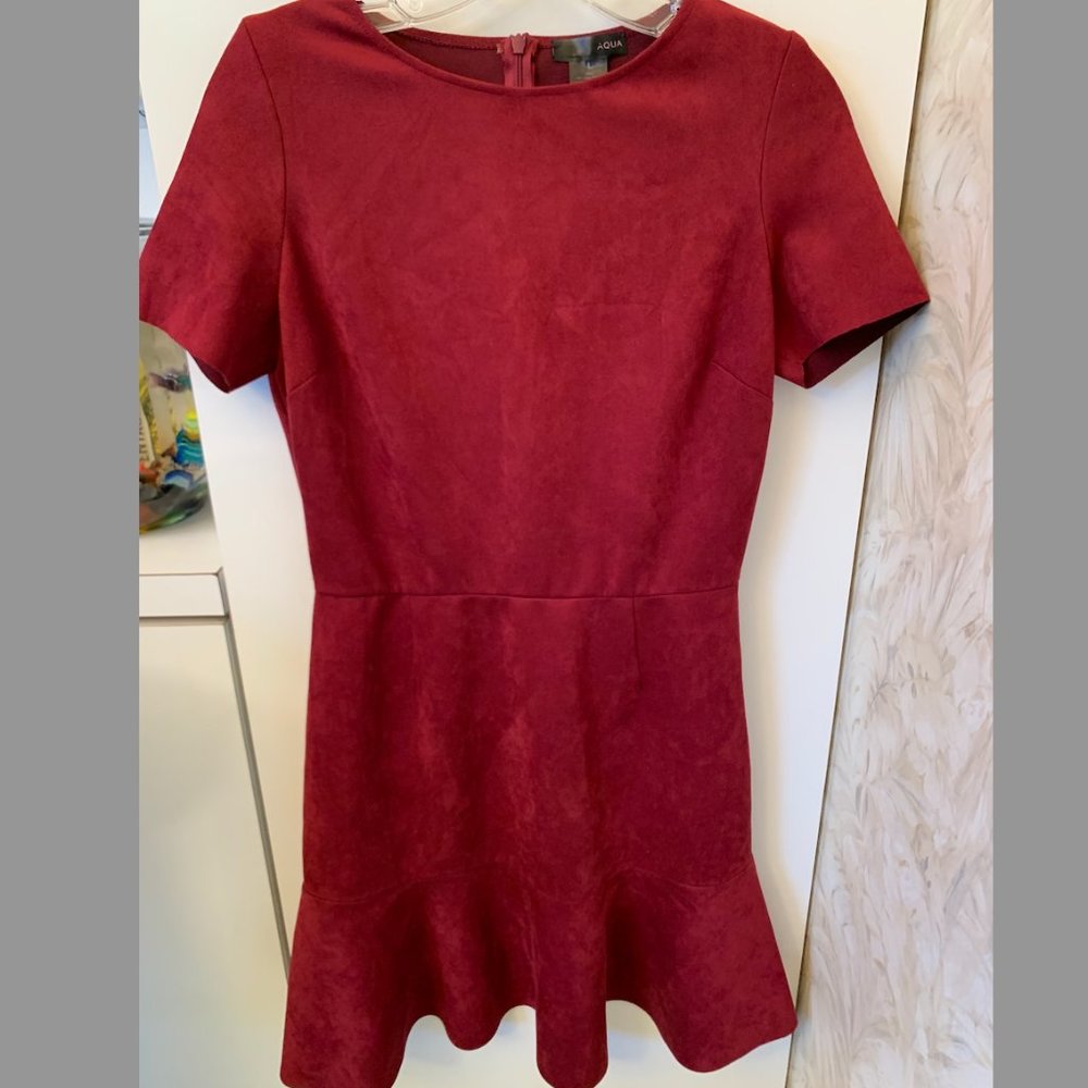 Aqua Womens Faux-suede Mini Flounce Dress In Red